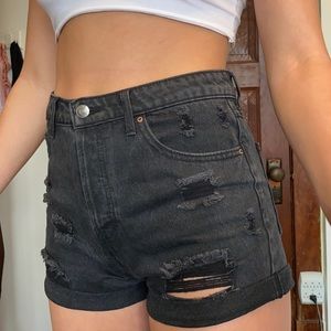 Forever 21 distressed black shorts